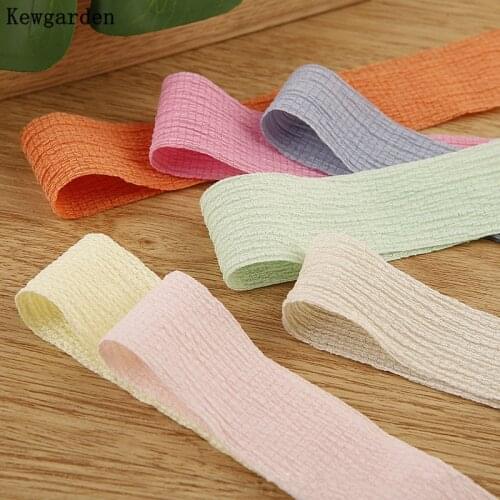 Kewgarden Folds Chiffon Voile Ribbon 1" 1-1/2" 25mm 40mm DIY Hair Bow Hairpin Accessories Handmade Tape Packing Riband 10 Yards