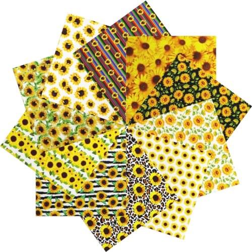 50*145cm Sunflower Patchwork Polyester Cotton Fabric for Tissue Sewing Quilting Fabrics Needlework Material DIY Handmade,c15296