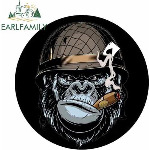 EARLFAMILY 13cm For Gorilla Motorcycle Car Stickers Vinyl Material Decal Fashion Decals Creative Occlusion Scratch For JDM SUV