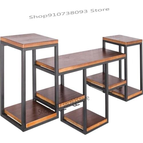 European Style Iron Solid Wood Wall Shelf Industrial Wind Wall Hanging Restaurant Creative Display Cabinet Red Wine Rack Hanging