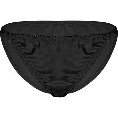 Womens Soft Smooth Silk Wetlook Lingerie Brief Bottom Low Rise Elastic Waistband High Cut Pure Color Bikini Underwear Underpants