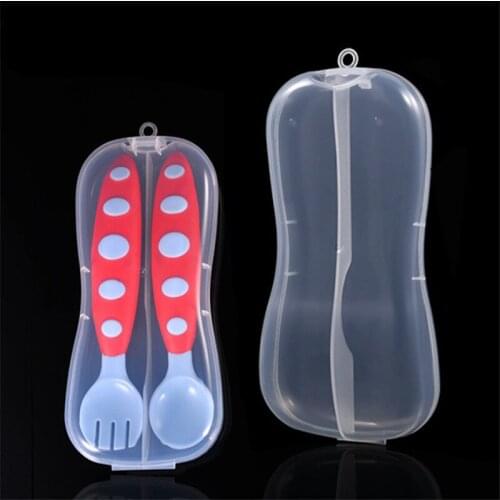 2020 new Baby Portable Tableware double Box Storage Organizer Case Plastic Spoon Fork Travel Transparent