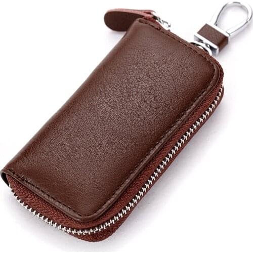 New Genuine Leather KeyChain Multifunction Key Bag Cowhide Organizer Wallet Holder Housekeeper Car Small Key Case Keys Pouch