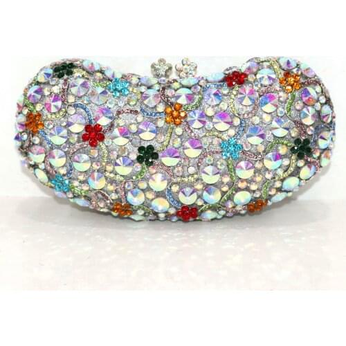 New Design Diamonds Beaded Flower Handbags Girls Elegant Wedding Purses Party Wedding Ladies Crossbody Shoulder Bag High Quality