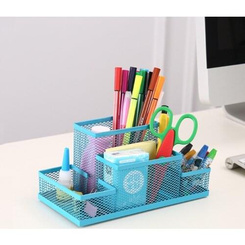 Office Supplies Stationery Pencil Pen Holder Mesh Table Desk Organizer Storage Case For School Student