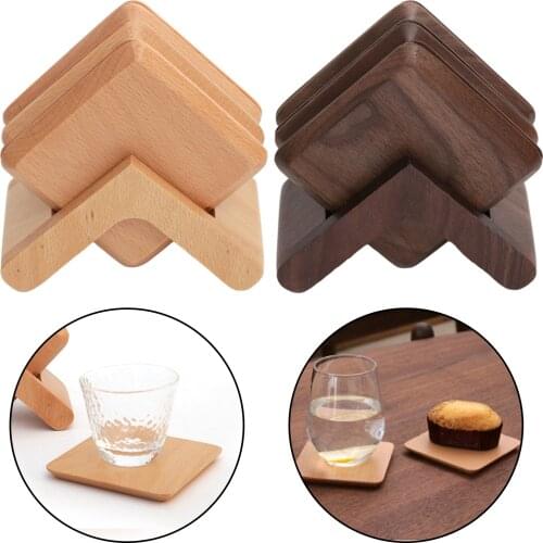 6Pcs Natural Square Wood Coasters Cup Mat Tea Coffee Mug Drinks Holder Table Mat Wooden Coasters For Drinks