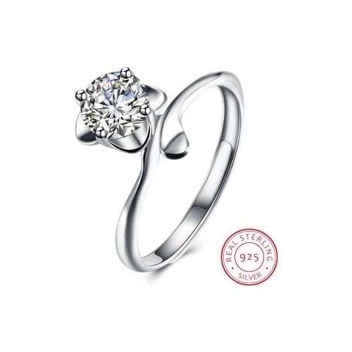 Popular Silver Flower Wedding Ring Adjustable 6mm Comfortable Band 925 Sterling Sliver Bague ESH-R0018