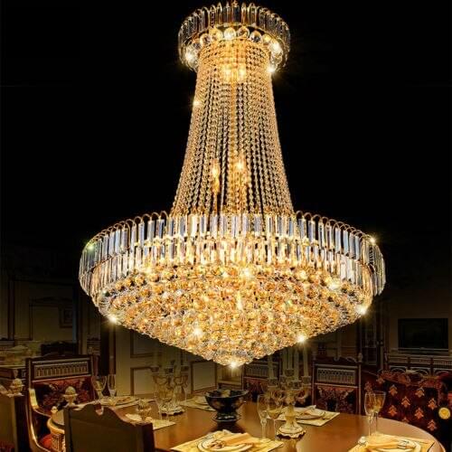 Luxury gold K9 Clear Crystal LED Light Chandelier Lamp Fixture10 Light 60*60*70cm 110-240v