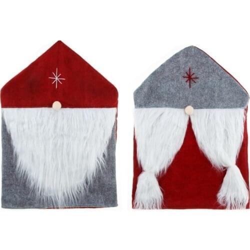 Christmas Chair Cover Gnome Santa Back Covers Slipcover for Dining Room Party