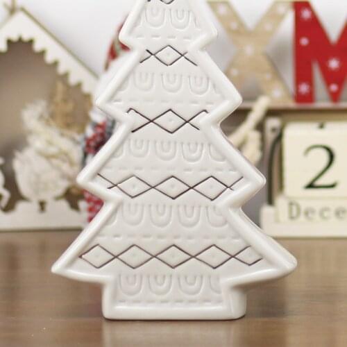 Christmas Home Decoration Beautiful Room Desk Decor Tabletop Christmas Tree Statues Gold Plating Streak Porcelain Tree Figurines