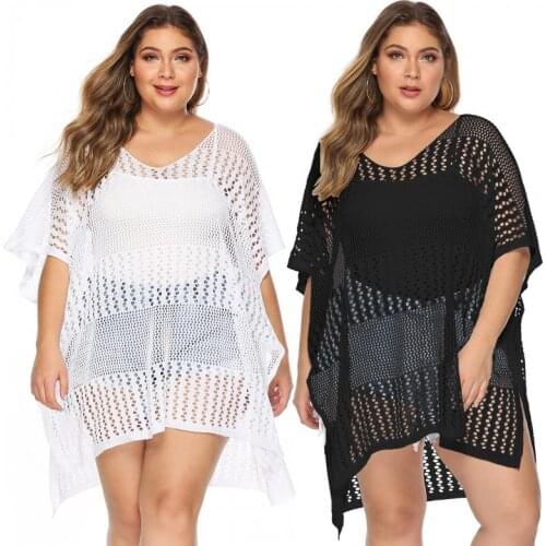 Sexy Hollow See-through Cover Up Bikini Women 2021 Swimsuit Cover-up Irregular Swimwear Sunscreen Beach Vacation Dress