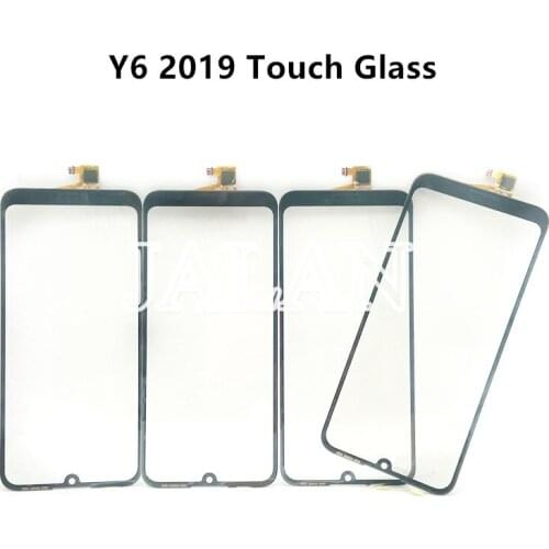 2PCS Touch with glass For huawei Y6 2019 Phone Glass Digitizer Panel Front Glass Touch Screen Touch Screen Sensor Adhesive