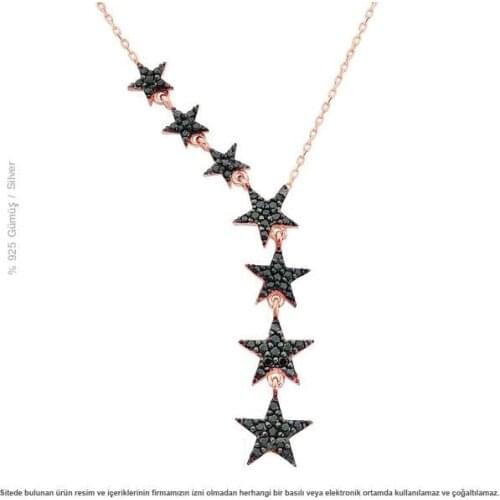 Silver Star Ladies Necklace Rose
