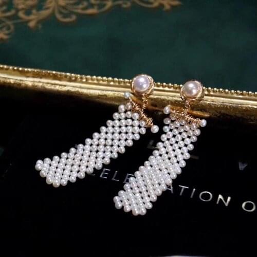 7cm,Handpicked Natural Freshwater pearls Drop-Earrings,handmade women earrings for wedding Party decoration,Jewelry gift favor