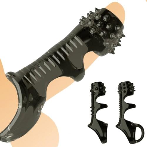 Silicone Penis Sleeve Extender Reusable Condoms Flexible Glans Penis Enlarger Delay Ejaculation Cock Ring Sleeve Adult Sex Toys