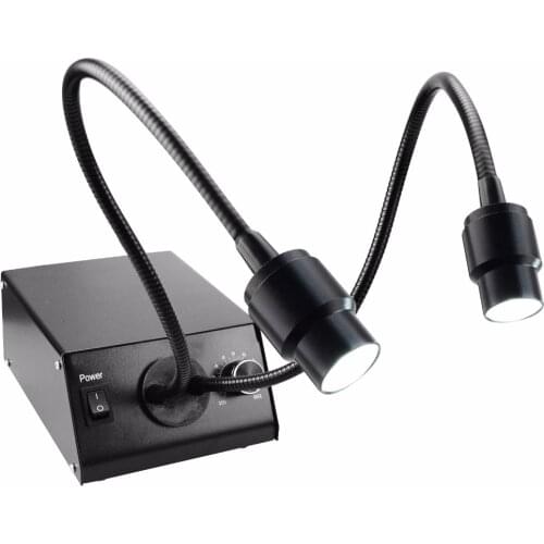 Gooseneck Lights Microscope LED Fiber Optic Dual Illuminator 100V~240V Adjustable Brightness & Flexible Direction
