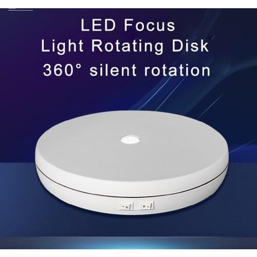 Universal 25cm Led Light 360 Degree Electric Rotating Turntable for Photography Showcase Jewelry Watch Display Load 25KG EU/US