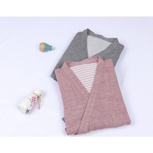 Japanese Style Traditional Soft Cotton Linen Loose Robe Pajamas Kimono Long Bathrobe Gown Sleepwear Vintage Ethnic Home Clothes