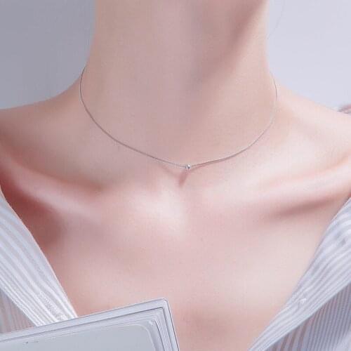 Bean Choker Necklace Womens Jewelry S925 Silver for Lady Short Collar De Mujer Necklace 925 Silver Necklace Women Cute Jewelry