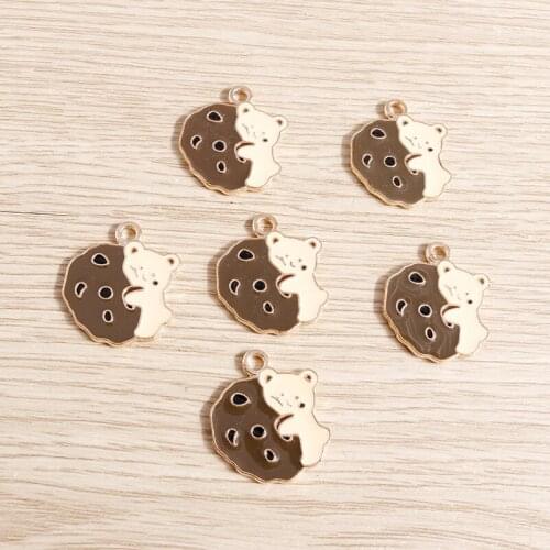 10pcs 20*23mm Animal Charms Cartoon Enamel Bear Charms for Making Pendants Necklaces Earrings Keychain DIY Jewelry Findings