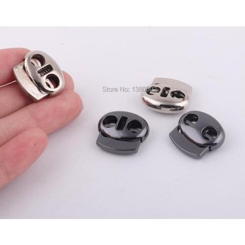 20pcs alloy double holes Silver and gunmetal Cord end Stopper Adjuster paracord locks for clothes shoes bag accessories