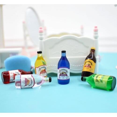 20Pcs Resin Drink Bottle Decoration Crafts Flatback Cabochon Miniature Figurines Embellishments Dollhouse Decor DIY Accessories