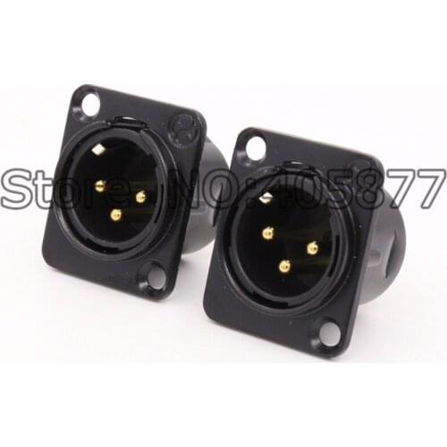4pcs XLR Gold plated 3-Pin Male Chassis Panel Socket For CD Amplifier