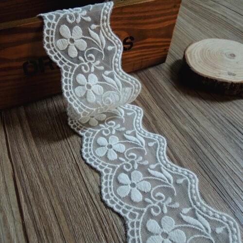 5cm wide Off white Lace Trim 4yards/lot Soft Mesh Lace Embroidered Lace Material Free Shipping Z380