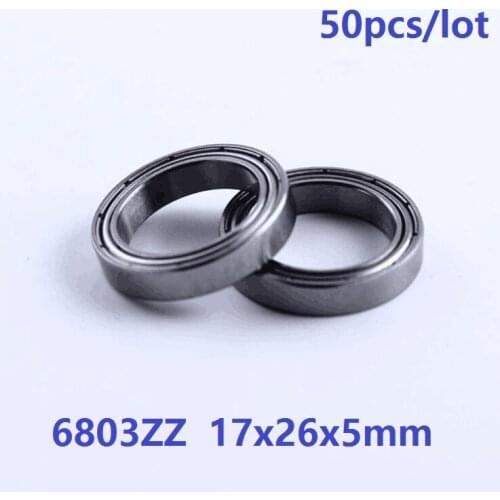 50pcs/lot 6803 ZZ 6803ZZ 17x26x5 mm ball bearing Thin Section Deep Groove Ball Bearing 17*26*5