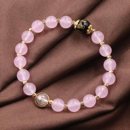 7 Colors Beads Bracelet Wristband Natural Stone Crystal Strand Bracelets Good-Luck Wealth Yoga Bangle Wrist Jewelry 7.5" B313