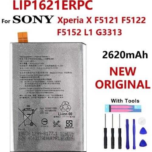 100% Genuine 2620mAh LIP1621ERPC Battery For Sony Xperia X L1 F5121 F5122 F5152 G3313 Phone High quality Batteria With Tools