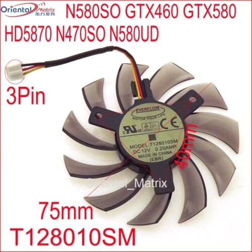 Free Shipping T128010SM 12V 0.20A 3Pin For Gigabyte N580SO GTX460 GTX580 HD5870 N470SO N580UD Graphics Card Cooling Fan