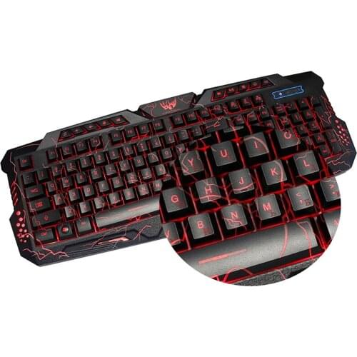 CHUANCHI M200 Russian/English/Hebrew Backlit Keyboard LED USB Wired Colorful Breathing Waterproof Computer Gaming Keyboard