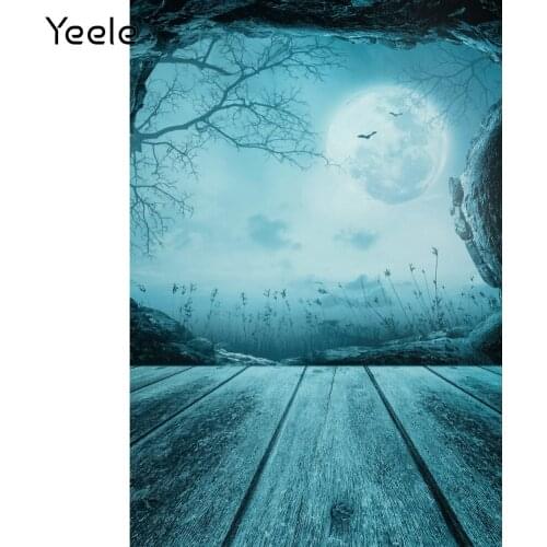 Yeele Photocall Happy Halloween Backdrop Wood Board Moon Night Party Decor Photography Background Photographic For Studio Shoot