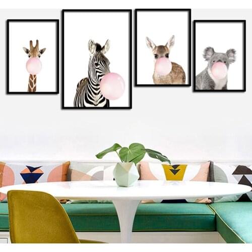 SVITY Giraffe Zebra Animal Posters and Prints Canvas Art Painting Wall Art Nursery Picture Nordic Style Kids Decoration FA690