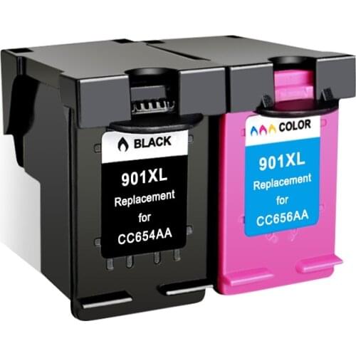 2Pcs for HP901 Re-Manufactured Compatible Ink Cartridge for HP 901XL 901 for HP OfficeJet 4500 J4580 J4640 J4660 J4680 Printer