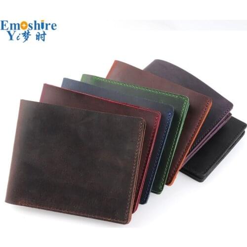 Leather Mens Wallet Leather Wallet Style Multi-card Retro Card Package Simple Suede Cowhide Pencil Case For Business Card B315