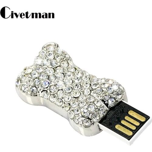 Crystal Dog Bone Model USB Flash Drives 32GB Pen Drive Cartoon Mini Pendrive 64GB 128GB 256GB USB Flash 8GB 16GB Memory Stick