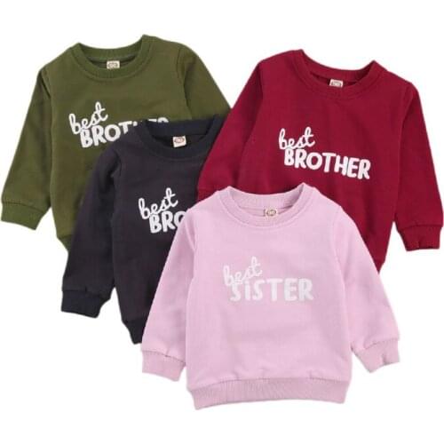 Fashion Baby Girl Hoodie Letter Printed Round Neck Full Length Regular Sleeve Pullover Cotton Top