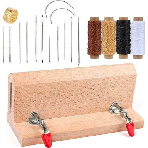 LMDZ Leather Sewing Kit Leather Pony Horse Clamp Stitching Needles Thimble DIY Wood Leathercraft Leather Tools Sewing Desktop
