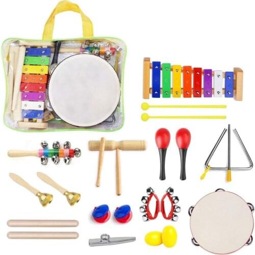 22 Pcs Toddler Musical Instruments Set Percussion Instrument Toys Toddler Musical Toy Set Rhythm Band Set Birthday Gift for Kids