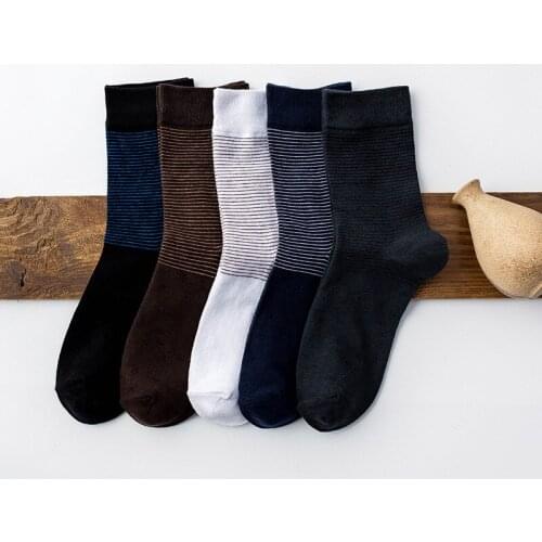 Summer thin simple middle-aged business mens socks pinstripe tube socks sweat-absorbent deodorant socks cotton socks