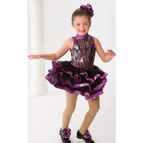 2018 New Childrens Dance Costumes Girls Ballet Skirt Costumes Stage Performance Apparel Dress+ Headwear B-2379