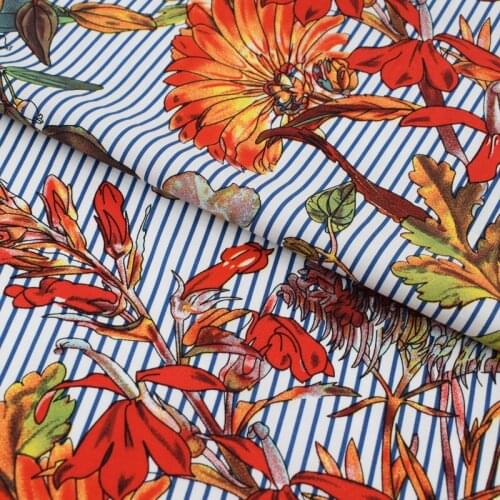 2018 new deep blue stripe reactive dyeing pure cotton fabric for summer dress shirt telas por metros tissu au metre vestido DIY