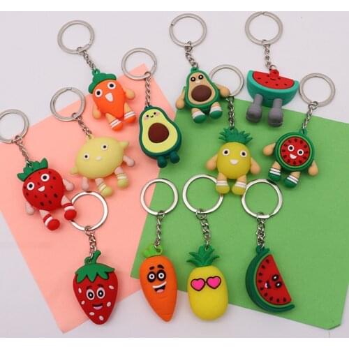 New creative cartoon fruit key chain creative PVC soft doll key chain accessories avocado bag pendant small gift