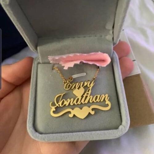 Personalized Custom Heart With Name Necklaces For Mom and Baby Gifts Stainless Steel Multiple Name Nameplate Necklace Jewelry