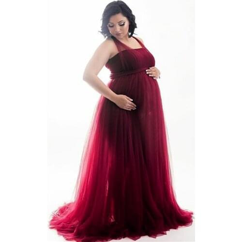 Maternity Maxi Gown Dresses for Photo Shoot Elegant Mesh Dress Women Pregnant Shooting Pregnancy Clothes Photography Dresses