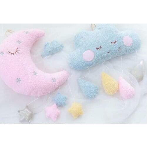 Moon Clouds and raindrops Plush Pillow Children Room Decoration Photography Props Plush Stuffed Doll Toy Birthday Christmas Gift