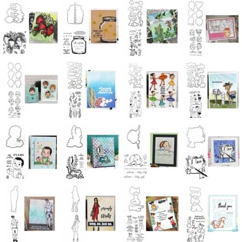 Baby Boys Girls Yoga Girl Mailbox Strawberries Clear Stamps and Coordinating Die for for DIY Scrapbooking Embossing Cards Craft