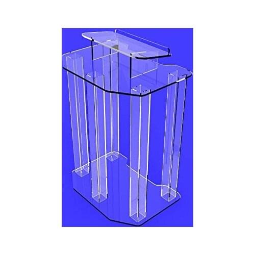 Fixture Displays Podium, Clear Ghost Acrylic wrap- around style Pulpit, Lectern Fully Assembled ASSEMBLED